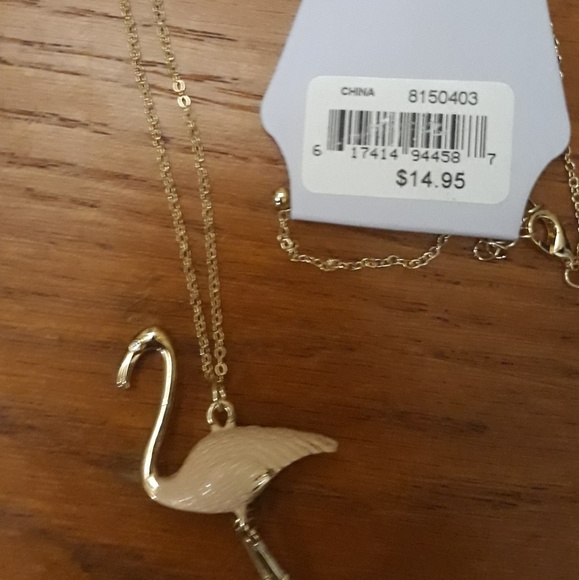 Matching Set-Necklace & Bracelet w/flamingos - Picture 3 of 5